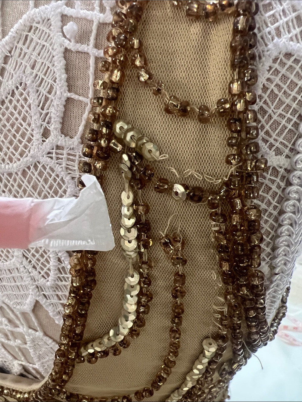 Pisarro Nights Gold Beaded Scallop-Pattern Mini Dress - Picture 7 of 17